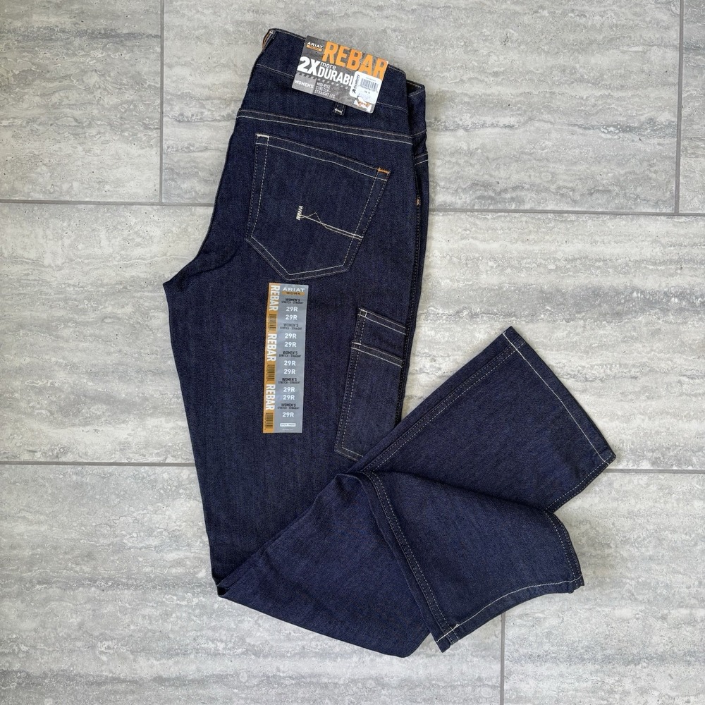 Ariat Work Women Rebar Jeans Midrise Strech Straight Dark Wash Size 29